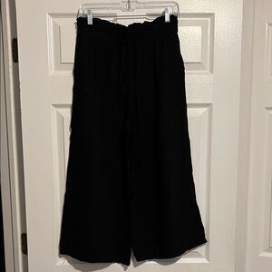 Black Linen Wide-Leg Pants